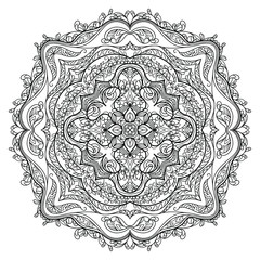 Zentangle coloring page mandala