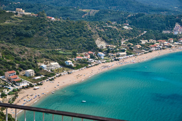 Aerial view of beach in Corfu, Greece.
