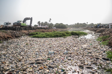 River pollution in Accra, Ghana
