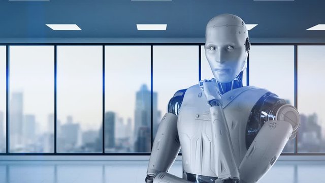 3d rendering ai robot think or compute