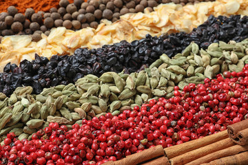 Set of different spices as background, closeup