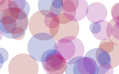 Multicolored translucent circles on a white background. Pink tones. 3D illustration