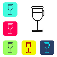 Black line Irish coffee icon isolated on white background. Set icons in color square buttons. Vector Illustration