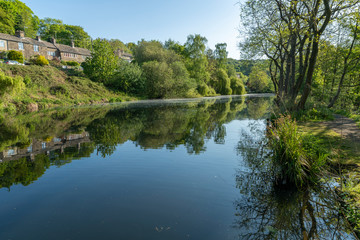Fototapeta na wymiar Magdale Dam in Honley, West Yorkshire, England