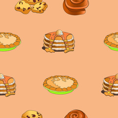 Bright beautiful pattern with delicious food.