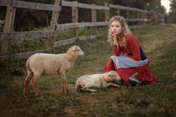 girl and sheep