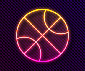 Glowing neon line Basketball ball icon isolated on black background. Sport symbol.  Vector Illustration