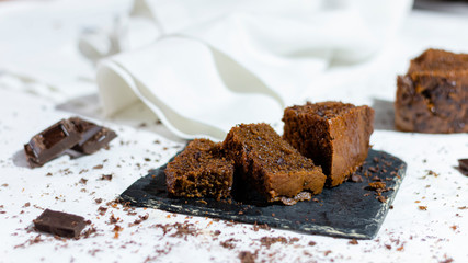 chocolate and banana cake with chocolate chips 