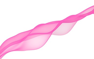 Abstract light red wave. Bright light red ribbon on white background. Abstract red smoke. Light red scarf. Raster air background. 3D illustration