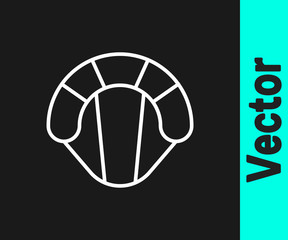 White line Parachute icon isolated on black background. Extreme sport. Sport equipment.  Vector Illustration