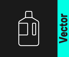 White line Big bottle with clean water icon isolated on black background. Plastic container for the cooler.  Vector Illustration