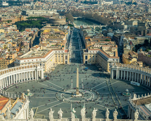 View of Rome,The capital of italy the great landmarks and monuments of an empire.shot from the top of the vatican basilica