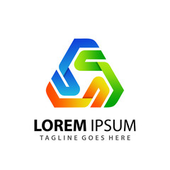 Awesome Gradient Letter S Triangle Eco Business Company Modern Logo Design Template Premium Vector