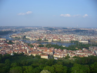 Fototapeta na wymiar Panorama of Prague on a summer morning