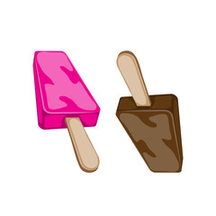 Ice cream icon vanilla and chocolate stick on a white isolated background. Vector image