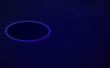 Abstract landscape on a blue background. Cyberspace grid. Mockup. hi tech network, technology. 3D illustration