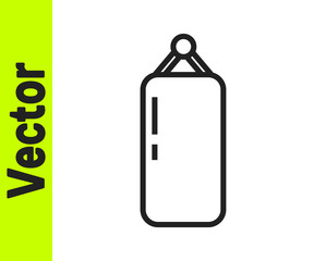 Black line Punching bag icon isolated on white background.  Vector Illustration