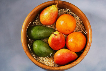 Healthy Organic Pears in the Basket.