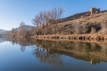 River walk of Machado, in Duero river, Soria (Spain).