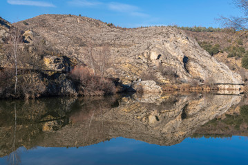 River walk of Machado, in Duero river, Soria (Spain).