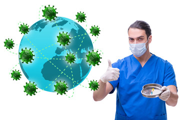 Coronavirus covid-19 pandemic concept with doctor