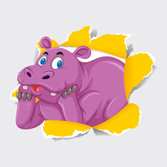 Background template design with wild hippo