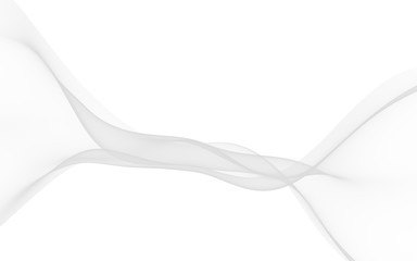 White abstract background. Fluttering white scarf. Waving on wind white fabric. 3D illustration