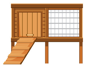 Chicken coop made of wood on white background