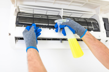 Aircondition service and maintenance, fixing AC unit and cleaning the filters.
