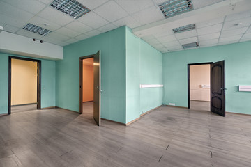 Empty office space in an office building. Concept: bankruptcy, economic crisis