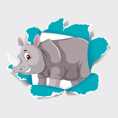 Background template design with wild rhino