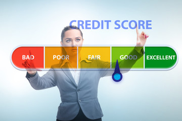 Businesswoman in credit score concept