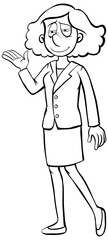Doodle drawing of businesswoman on white background