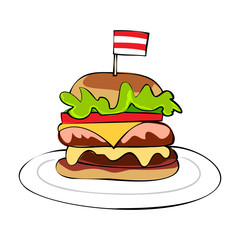 ボリュームのあるハンバーガー