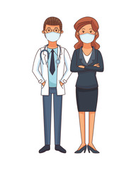 doctor and busineswoman using face masks