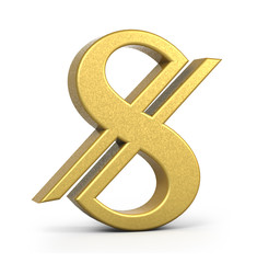 Golden Sum Uzbekistan Currency Icon Isolated, 3D gold Sum Uzbekistan symbol with white background, 3D rendering, 3D illustration