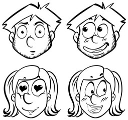 Human faces with different facial expressions