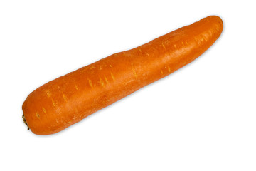 Top view (Flat Lay) A carrot isolated on a white background. Clipping path