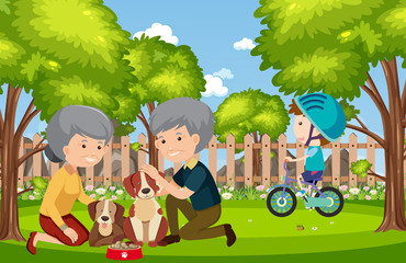 Background scene with people in the park