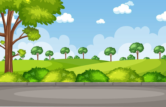 Background scene with road in the park