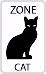 black silhouette of a sitting cat on a white background, isolation