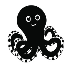 pink octopus cartoon character. Cute octopus illustration, sea life vector