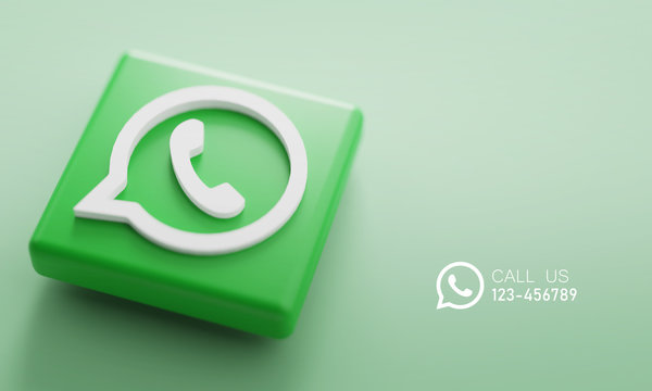 WhatsApp 3D Rendering Close up. Account Promotion Template.