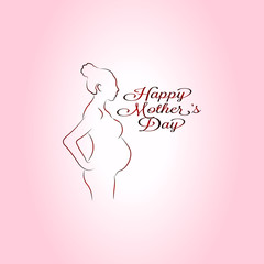 Vector illustration of a pregnant girl siduet - pregnancy and motherhood. Beautiful card for happy mother's day - gradient design