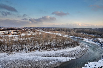 Fototapeta na wymiar winter landscape with river and snow