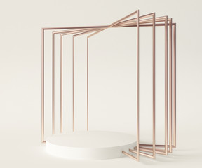 3D Rendering - Illustration white pedestal isolated on white background, modern minimal concept, empty stage, abstract geometry shape pastel color, Cosmetic background for product presentation.