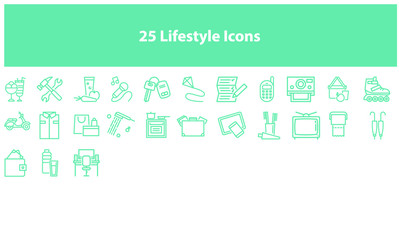 Vector lifestyle icon pack in multiple colors for apps and websites