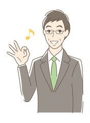 笑顔でOKサインを出す男性