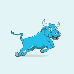Bull Jump Smile Mascot and cartoon. vector illutrator eps.10