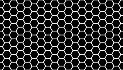 White honeycomb on a black background. Seamless texture. Isometric geometry. 3D illustration